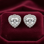 Certified Heart-Shaped Diamond Earrings in Platinum | GIA Diamond Stud Earrings | Luxury Hatton Garden London - Image 2